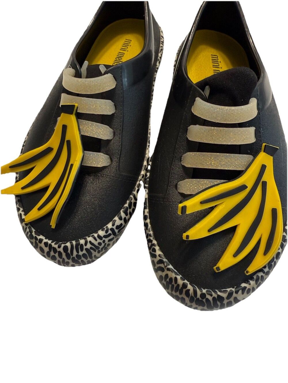 Mini Melissa Toddler Jelly Sneakers Black Yellow Animal Print US 11